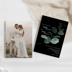 Invitation Mariage photo noir vert moderne
