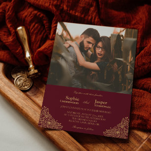 Invitation Mariage photo officiel de la florale d'or de Bourg