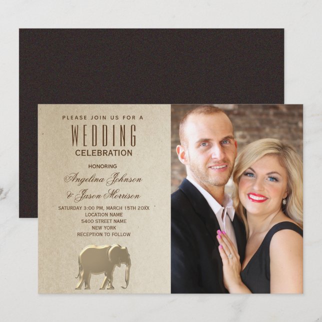 Invitation Mariage photo or luxe (Devant / Derrière)