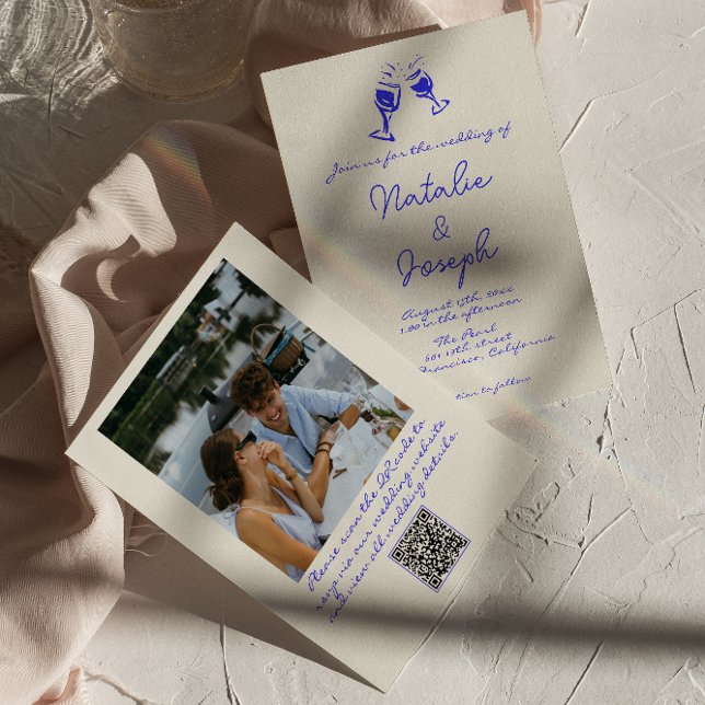 Invitation Mariage photo original de code QR écrit main (Créateur téléchargé)