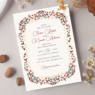 Invitation Mariage Photo Paisley Floral Botanique Art Luxe