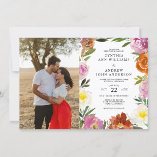 Invitation Mariage photo personnalisé Burange Floral Blossom