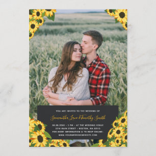 Invitation Mariage photo personnalisé Sunflower