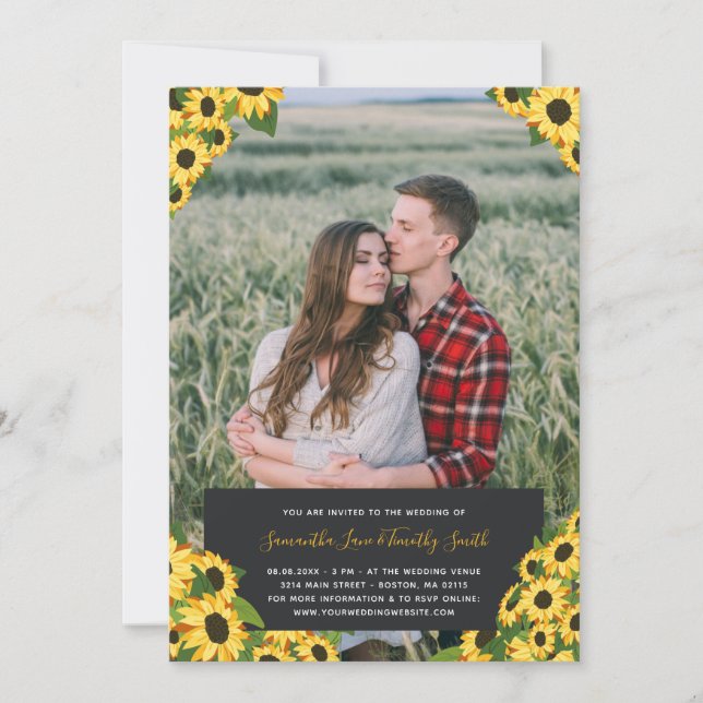 Invitation Mariage photo personnalisé Sunflowers (Devant)