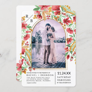 Invitation Mariage photo Pink Yellow Arch