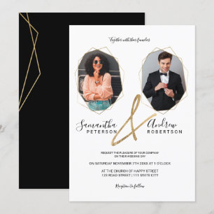 Invitation Mariage photo portrait de cadre de terrarium d'or