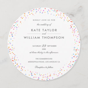 Invitation Mariage photo Rainbow Confetti moderne