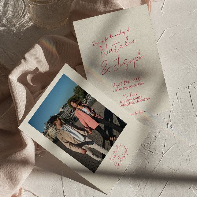 Invitation Mariage photo rétro à la main moderne Whimsical (Créateur téléchargé)