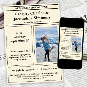 Invitation Mariage photo Retro élégant journal personnalisé