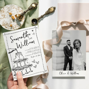 Invitation Mariage photo Retro Scribble