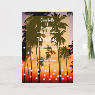 Invitation Mariage photo Retro Tropical Beach Palm Trees