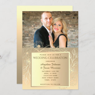 Invitation Mariage photo Romantic Gold Foil