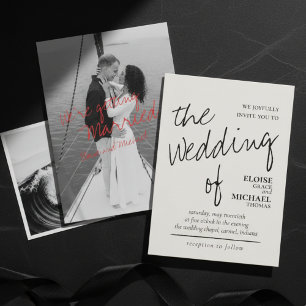 Invitation Mariage photo romantique manuscrit moderne