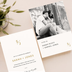 Invitation Mariage photo romantique noir et blanc minimal