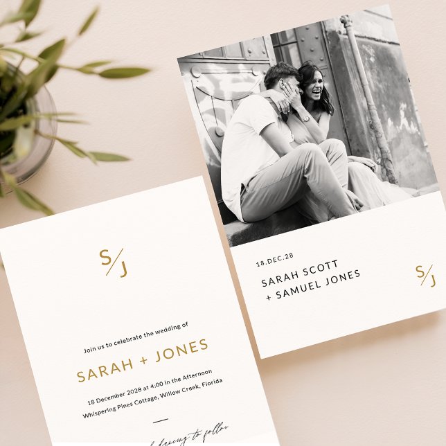 Invitation Mariage photo romantique noir et blanc minimal (Créateur téléchargé)