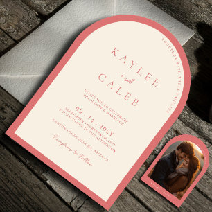 Invitation Mariage photo Rose moderne Blush Pink Arch