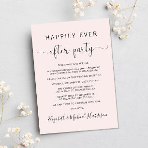 Invitation Mariage Photo Rose Réception Happily Ever After