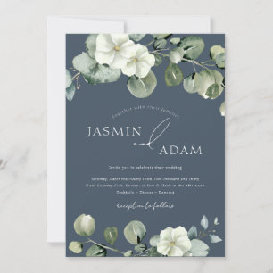 Invitation Mariage photo Royal Blue Opulence Eucalyptus