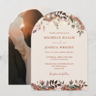 Invitation Mariage photo Rustic Floral Arch