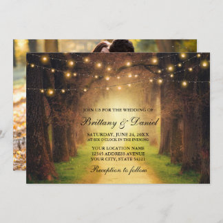 Invitation Mariage photo Rustic Forest Path String