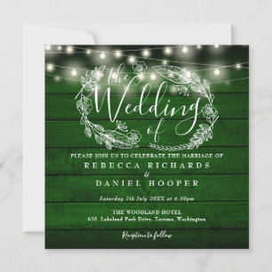 Invitation Mariage photo Rustic Green Wood String