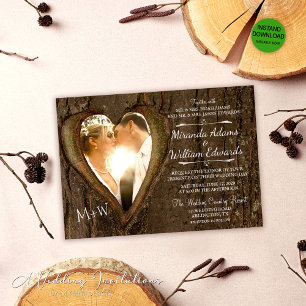 Invitation Mariage photo Rustic Wood Tree
