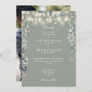 Invitation Mariage photo Sage Green Floral