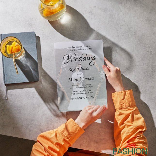 Invitation Mariage photo simple classique noir et blanc (Créateur téléchargé)