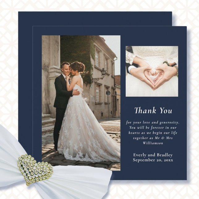 Invitation Mariage photo simple de Navy White (Créateur téléchargé)