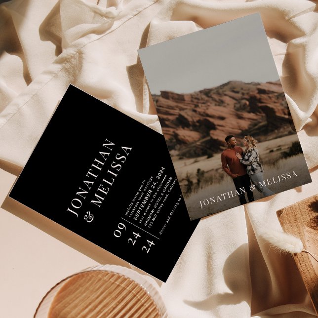 Invitation Mariage photo simple de typographie noire officiel (Créateur téléchargé)