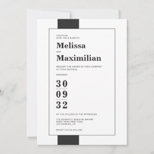 Invitation Mariage photo simple en noir et blanc