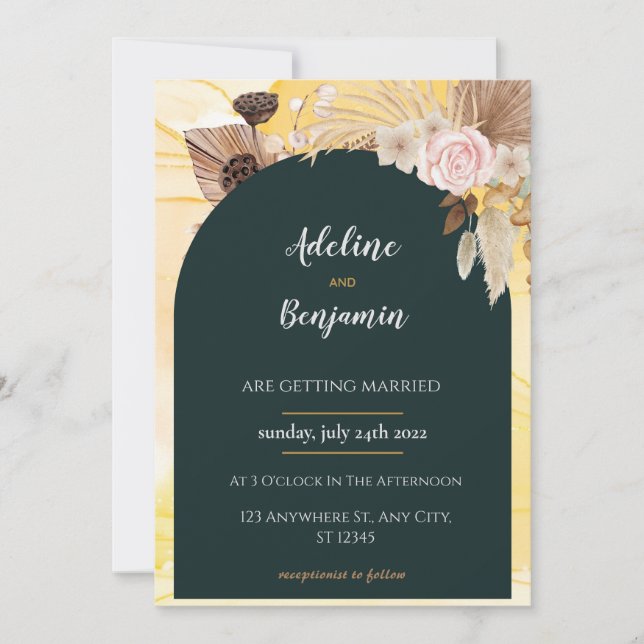 Invitation Mariage photo simple en noir et blanc (Devant)