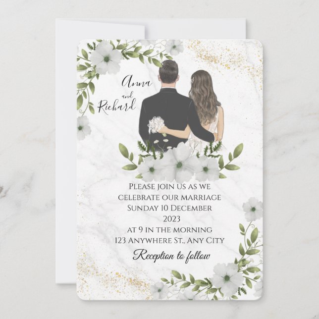 Invitation Mariage photo simple en noir et blanc (Devant)