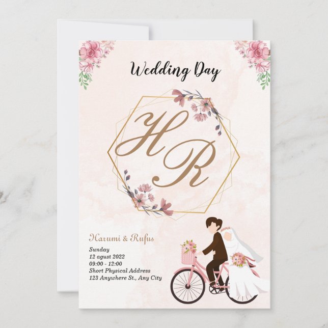 Invitation Mariage photo simple en noir et blanc (Devant)