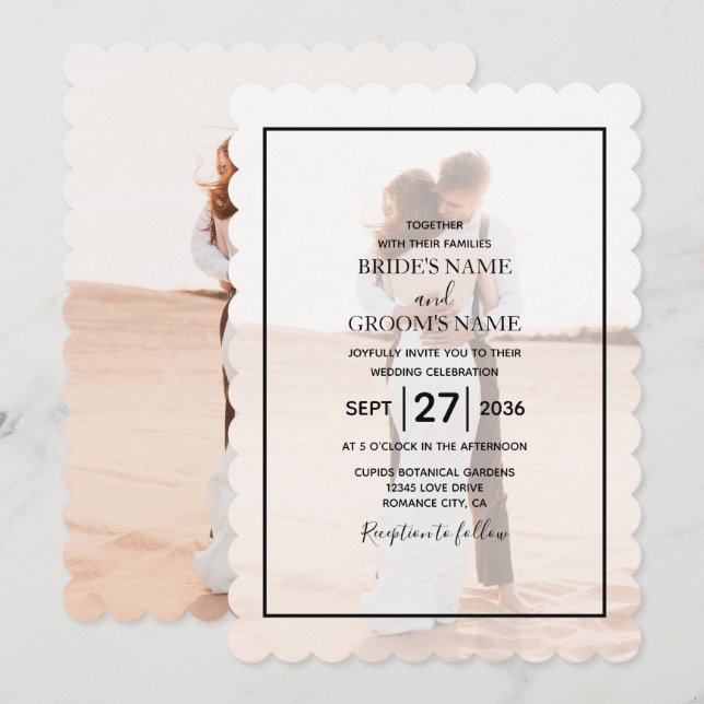 Invitation Mariage photo simple et élégant (Devant / Derrière)