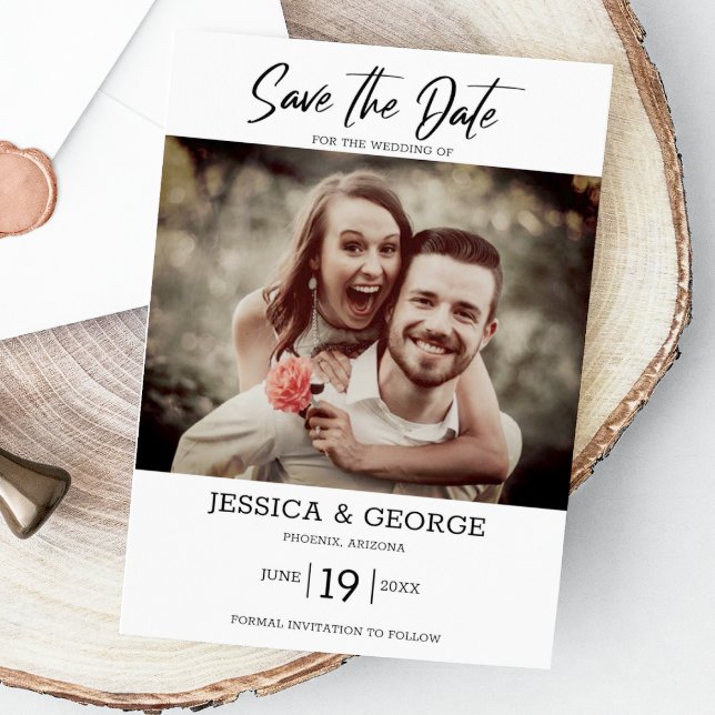 Invitation Mariage photo simple et élégant Enregistrer la dat (Capture elegance with our stylish Save the Date, setting the tone for your unforgettable day!)