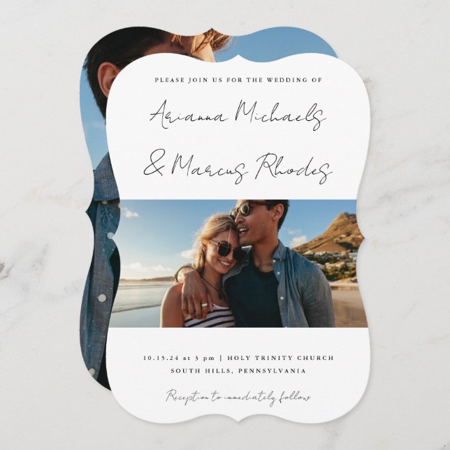 Invitation Mariage photo simple et moderne (Devant / Derrière)