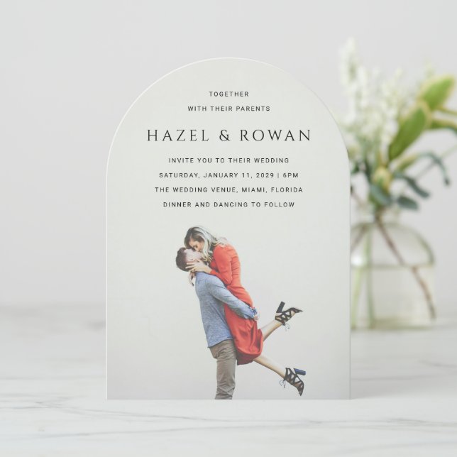 Invitation Mariage Photo Simple Moderne (Debout devant)