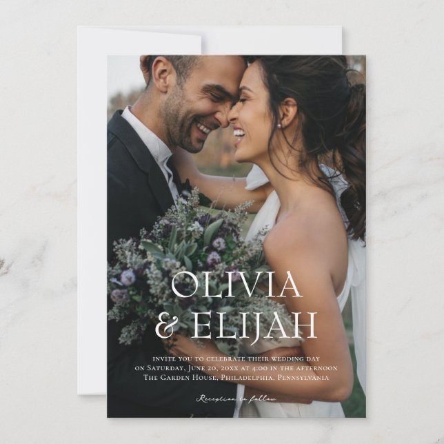 Invitation Mariage photo simple moderne (Devant)