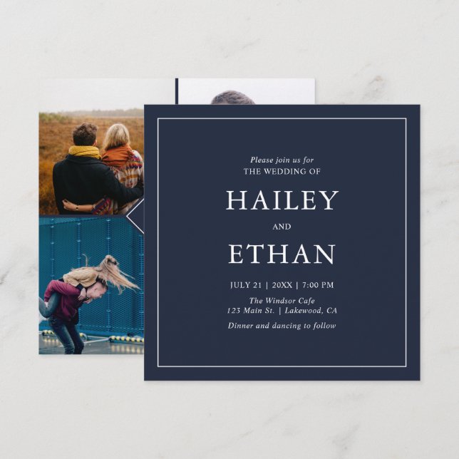 Invitation Mariage photo simple moderne (Devant / Derrière)