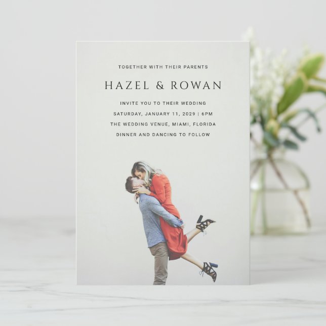 Invitation Mariage Photo Simple Moderne (Debout devant)