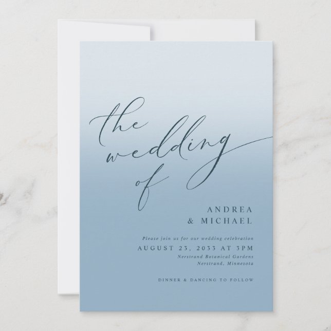Invitation Mariage photo simple moderne Dusty Blue Navy (Devant)