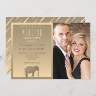 Invitation Mariage photo simple moderne Gold