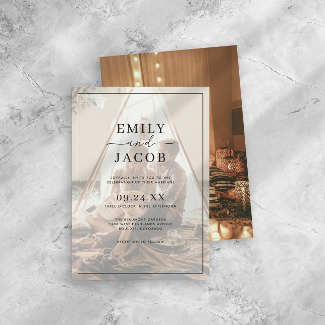 Invitation Mariage photo simple moderne noir et blanc (Créateur téléchargé)