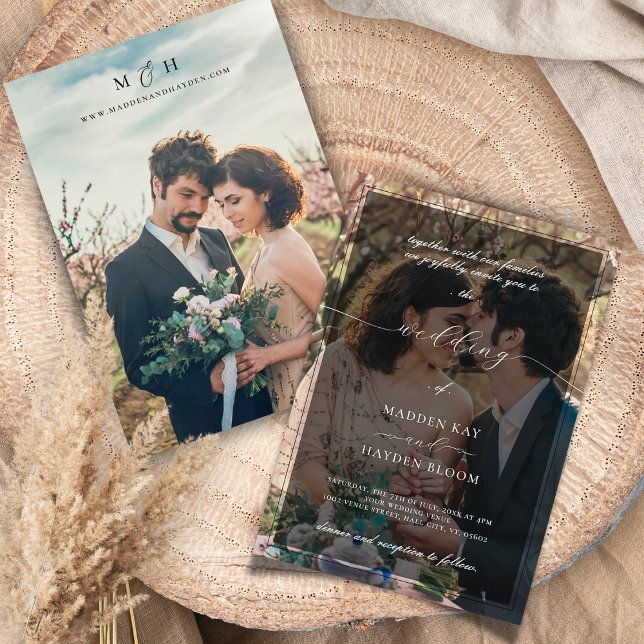 Invitation Mariage photo simple noir blanc superposé (Créateur téléchargé)