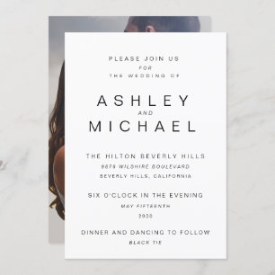Invitation MARIAGE photo simple NOIR ET BLANC MODERNE