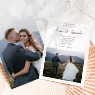 Invitation Mariage photo Simple Script Purple Two