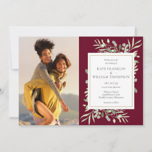 Invitation Mariage photo tout en un en verdure de Bourgogne