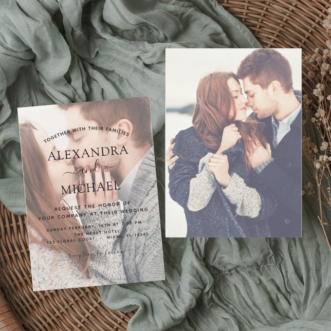 Invitation Mariage photo transparent et typographie (Créateur téléchargé)