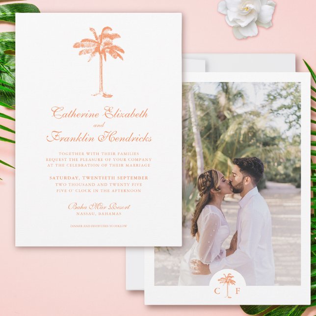 Invitation Mariage photo Tropical Palm Tree (Créateur téléchargé)